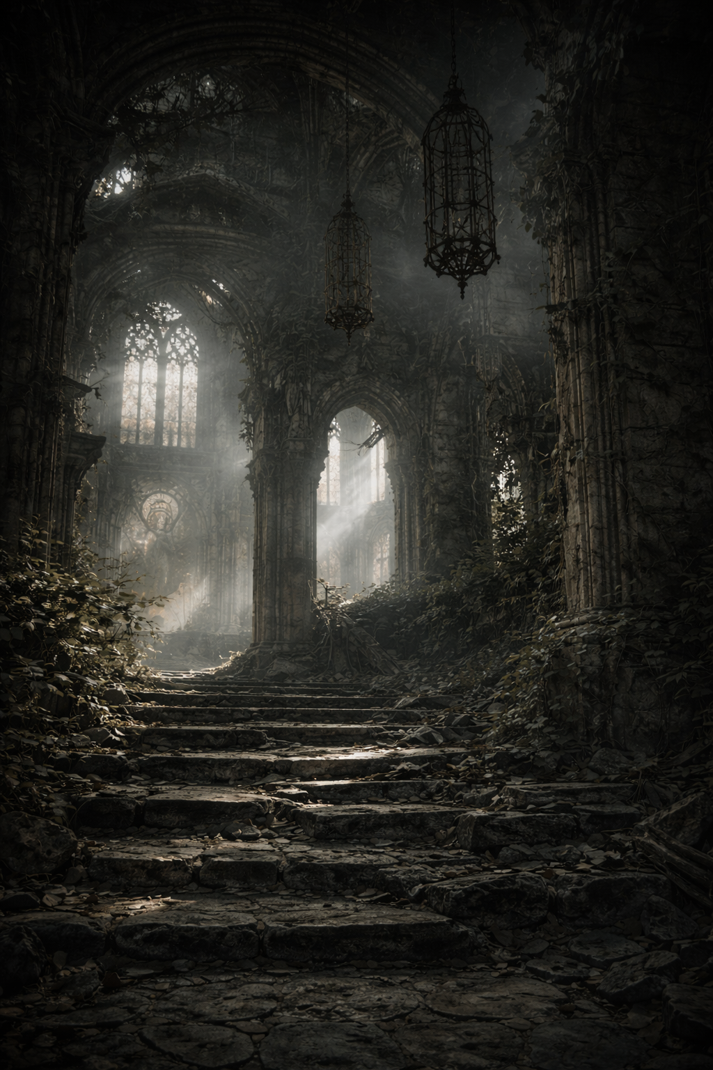 Reference image: interior silhouette and god rays